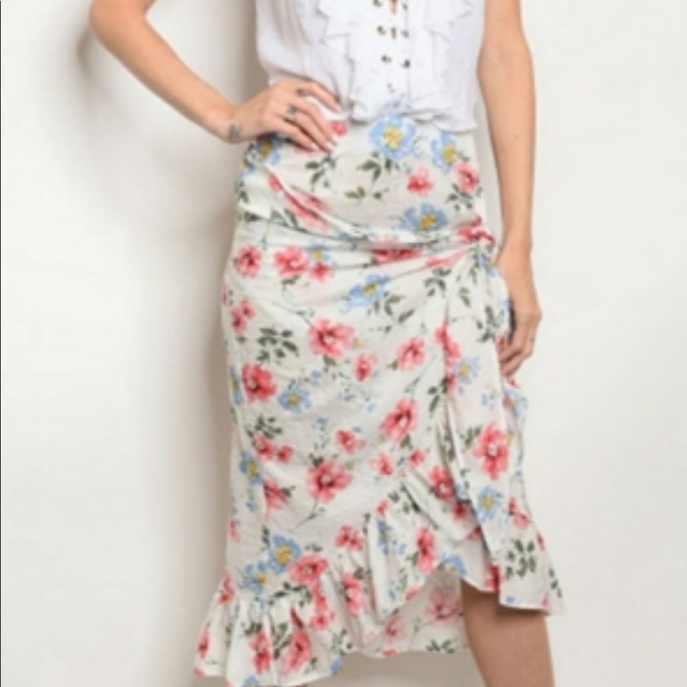 The Diva Floral Faux Wrap Skirt